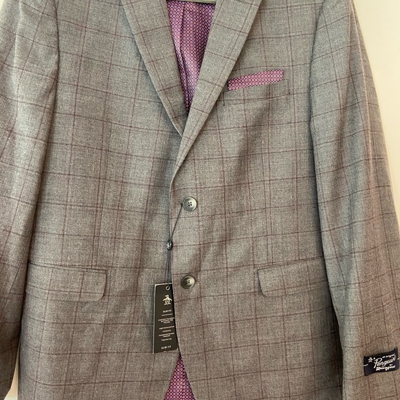Original Penguin Gray and Pink Sport Coat with Glen Plaid - Picture 1 of 10